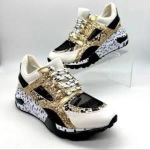 Gold and Black Glitter Sneakers